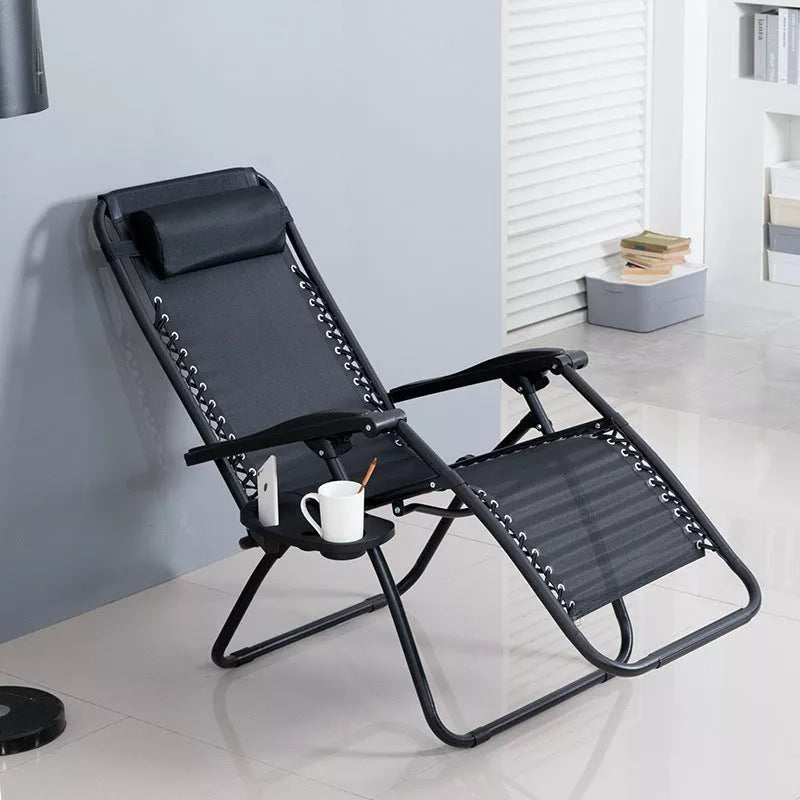 Nap Deck Chair Office with black metal frame and Teslin woven seat