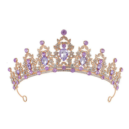 Baroque-style bridal crown headdress with sparkling rhinestones on a lightweight alloy frame, shown in silver colour.