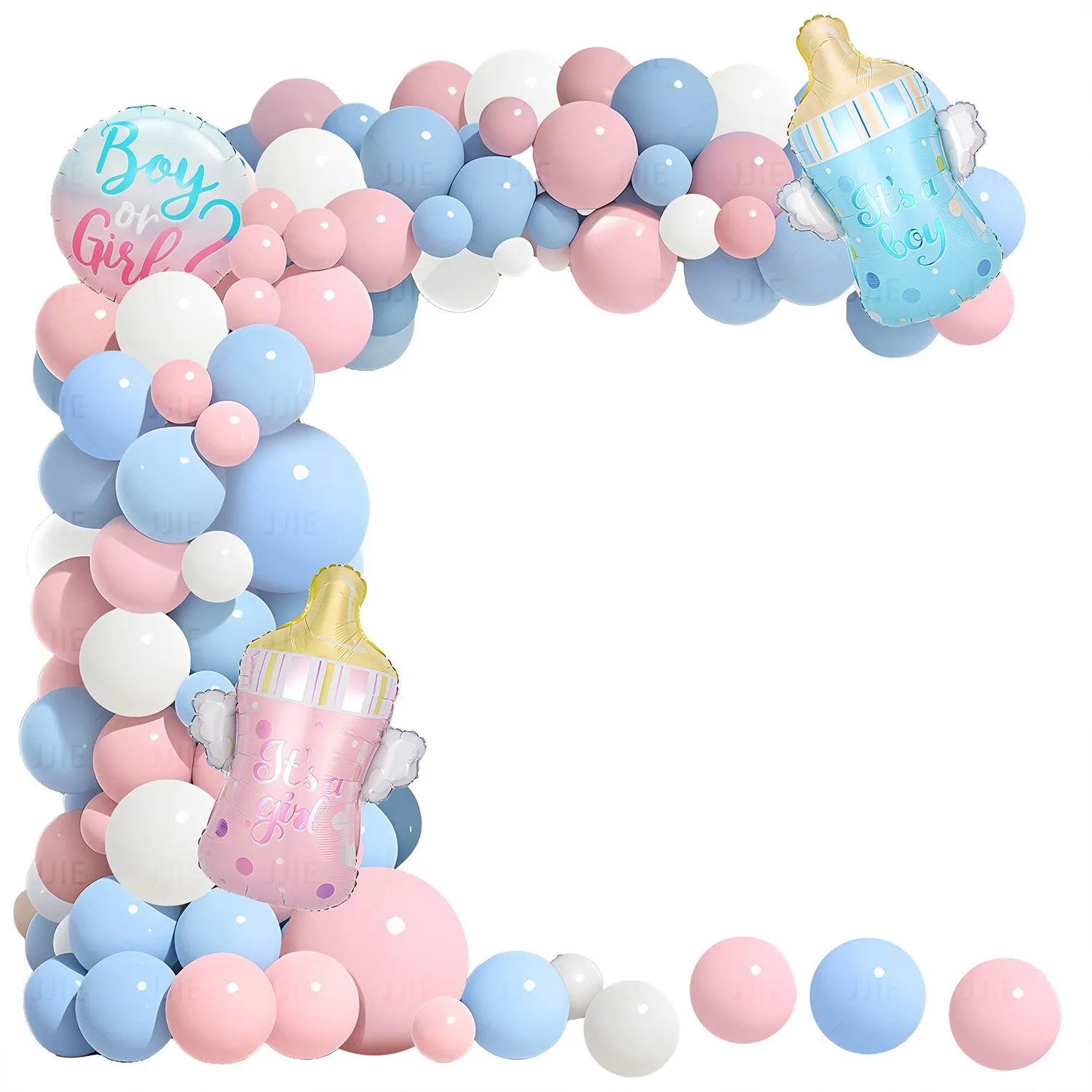 Baby gender reveal balloon decoration suit with metallic aluminium film balloons in pink and blue