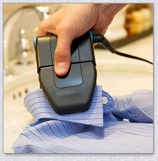 Portable folding steam iron for travel, compact and lightweight design with 6 fabric heat settings