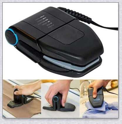 Portable folding steam iron for travel, compact and lightweight design with 6 fabric heat settings