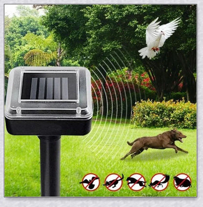 Outdoor Solar Ultrasonic Pest Repellent - Ultrasonic Animal Deterrent with Waterproof Solar-Powered Design
