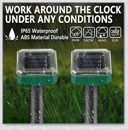 Outdoor Solar Ultrasonic Pest Repellent - Ultrasonic Animal Deterrent with Waterproof Solar-Powered Design