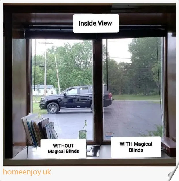 1 Way Vision Horizontal Blinds for exterior windows, featuring energy-saving properties and UV protection for a healthy living environment.