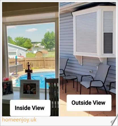 1 Way Vision Horizontal Blinds for exterior windows, featuring energy-saving properties and UV protection for a healthy living environment.