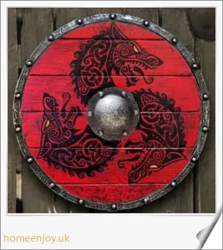 Eivor Valhalla Raven War Pattern Viking Shield - Handcrafted with Authentic Battle-Worn Design and Raven Motif