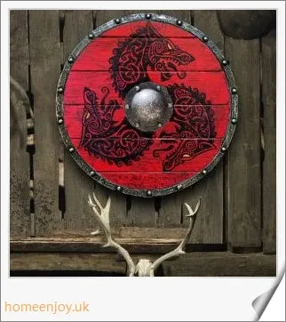 Eivor Valhalla Raven War Pattern Viking Shield - Handcrafted with Authentic Battle-Worn Design and Raven Motif