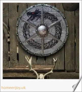 Eivor Valhalla Raven War Pattern Viking Shield - Handcrafted with Authentic Battle-Worn Design and Raven Motif
