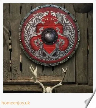 Eivor Valhalla Raven War Pattern Viking Shield - Handcrafted with Authentic Battle-Worn Design and Raven Motif