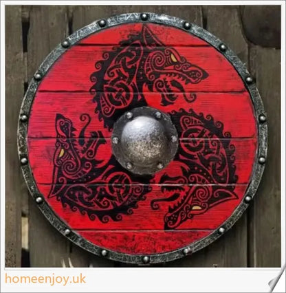 Eivor Valhalla Raven War Pattern Viking Shield - Handcrafted with Authentic Battle-Worn Design and Raven Motif