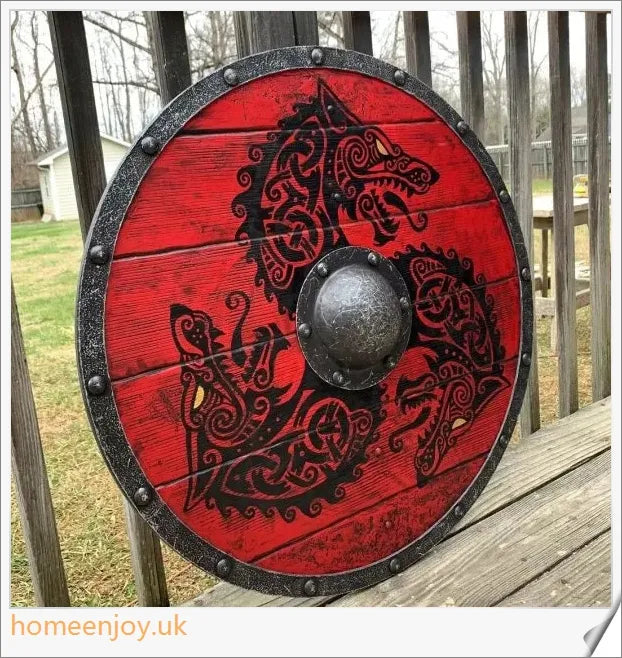 Eivor Valhalla Raven War Pattern Viking Shield - Handcrafted with Authentic Battle-Worn Design and Raven Motif