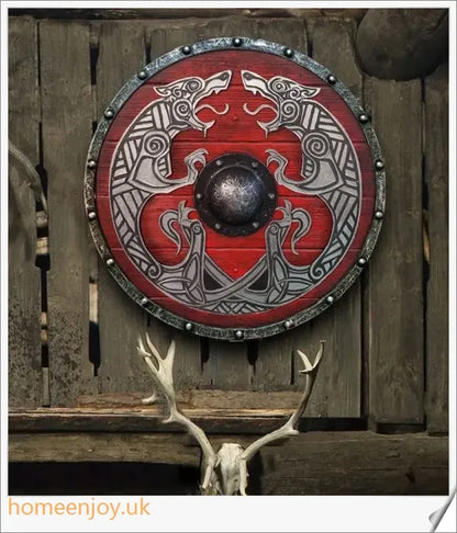 Eivor Valhalla Raven War Pattern Viking Shield - Handcrafted with Authentic Battle-Worn Design and Raven Motif