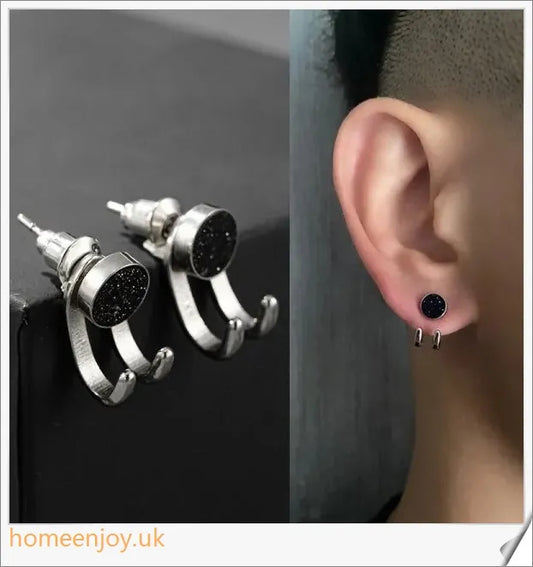 Stylish 925 Sterling Silver Men's Earrings in Trendy Cow Pattern Design