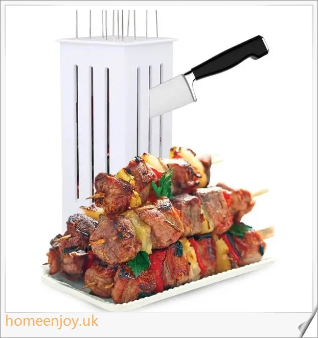 Stainless steel and plastic Easy Kebab Maker for creating 16 perfectly portioned skewered treats