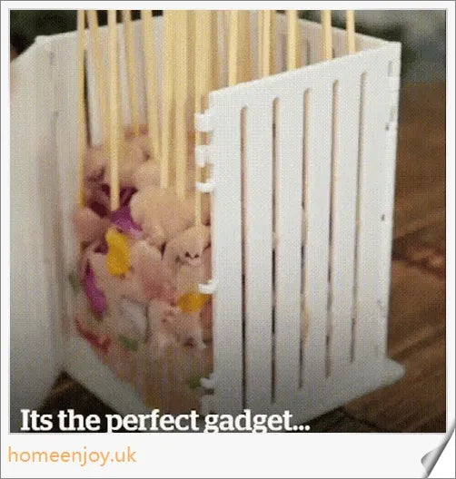 Stainless steel and plastic Easy Kebab Maker for creating 16 perfectly portioned skewered treats