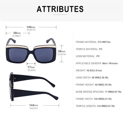 Luxury oversized square sunglasses with UV400 protection, featuring a modern hybrid frame design and gradient lenses