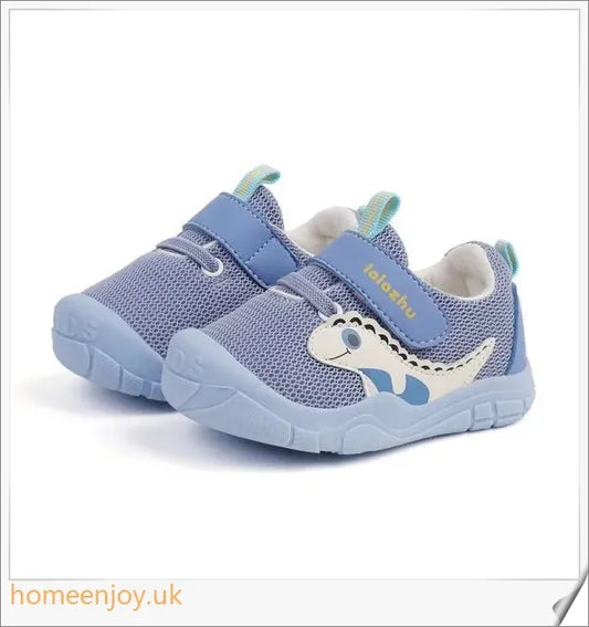 Baby Boy's Soft-Soled Toddler Shoes in a charming cartoon design, featuring breathable mesh and a non-slip, wear-resistant sole