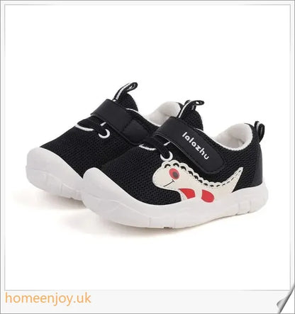 Baby Boy's Soft-Soled Toddler Shoes in a charming cartoon design, featuring breathable mesh and a non-slip, wear-resistant sole