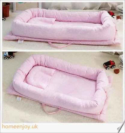 Dismountable Portable Toddler Travel Bed in various colours, featuring a comfortable sleep surface and durable, waterproof design