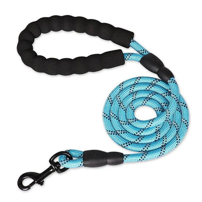 Colourful thick nylon dog leash with vibrant green colour and reinforced stitching for durability and safety
