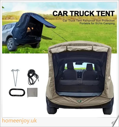 Weatherproof and versatile car trunk extension tent for outdoor adventures, with dual-layer design and secure magnetic fit