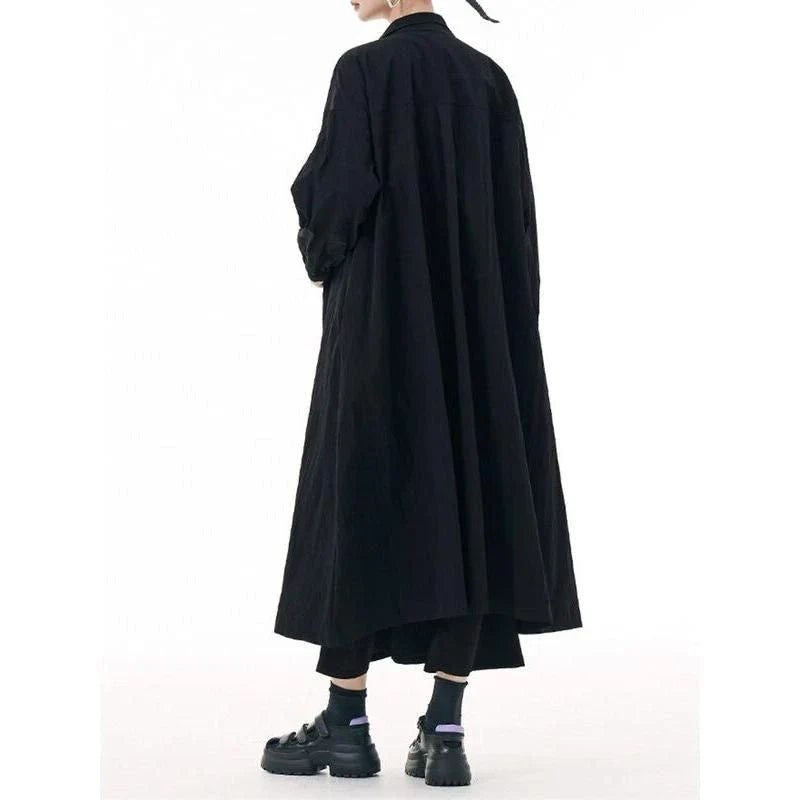A stylish, army green trench coat with a zipper closure, mandarin collar, and functional pockets.