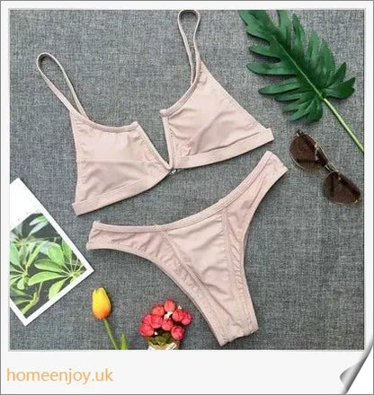 Vibrant multi-coloured bikini swimsuit with open back design and tight, high-elasticity fit