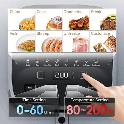5L family-size air fryer with touch control, nonstick basket, and visible window for healthy and efficient cooking
