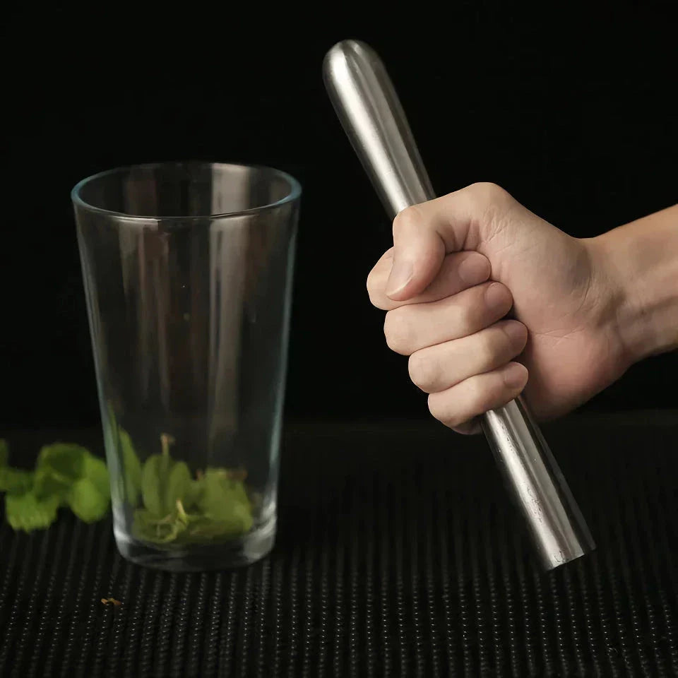 Cocktail Shaker Stick Muddler Drink Pusher - Premium stainless steel bar tool with unique lotus leaf design for creating delicious cocktails at home