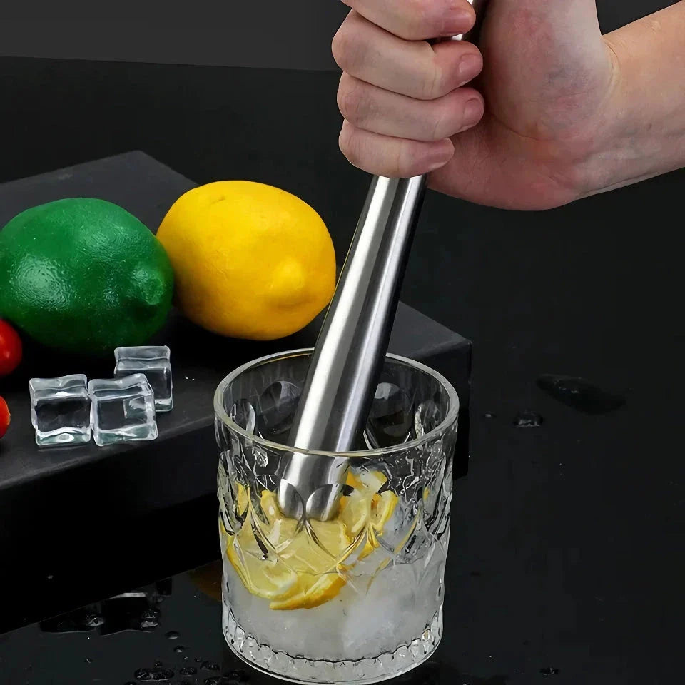 Cocktail Shaker Stick Muddler Drink Pusher - Premium stainless steel bar tool with unique lotus leaf design for creating delicious cocktails at home