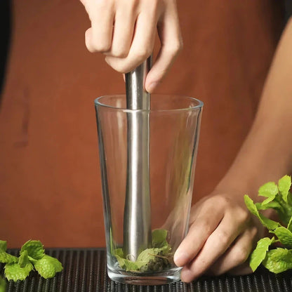 Cocktail Shaker Stick Muddler Drink Pusher - Premium stainless steel bar tool with unique lotus leaf design for creating delicious cocktails at home