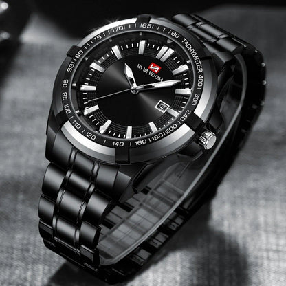 A stylish steel belt watch with a luminous dial and a durable chain, embodying British elegance and quality