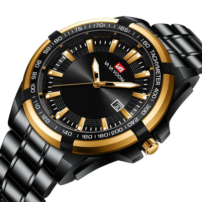 A stylish steel belt watch with a luminous dial and a durable chain, embodying British elegance and quality