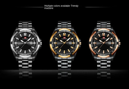A stylish steel belt watch with a luminous dial and a durable chain, embodying British elegance and quality