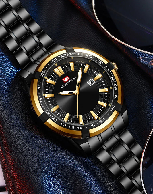 A stylish steel belt watch with a luminous dial and a durable chain, embodying British elegance and quality