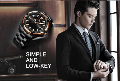 A stylish steel belt watch with a luminous dial and a durable chain, embodying British elegance and quality