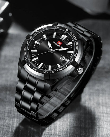 A stylish steel belt watch with a luminous dial and a durable chain, embodying British elegance and quality