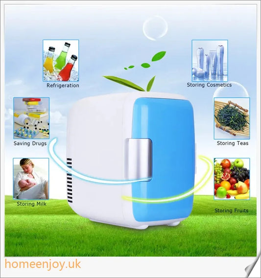 Compact 4L car refrigerator with cooling and warming capabilities, perfect for road trips and outdoor adventures