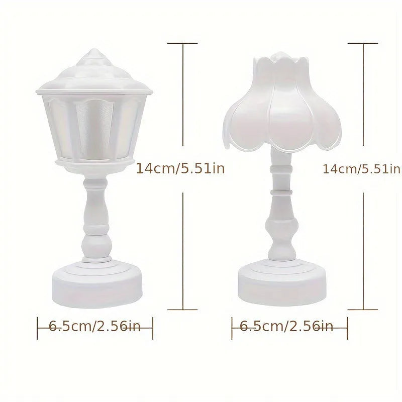 Retro pagoda geometric design night lamp with built-in battery in light purple colour