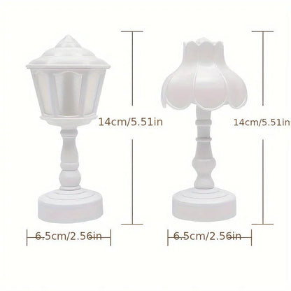 Retro pagoda geometric design night lamp with built-in battery in light purple colour