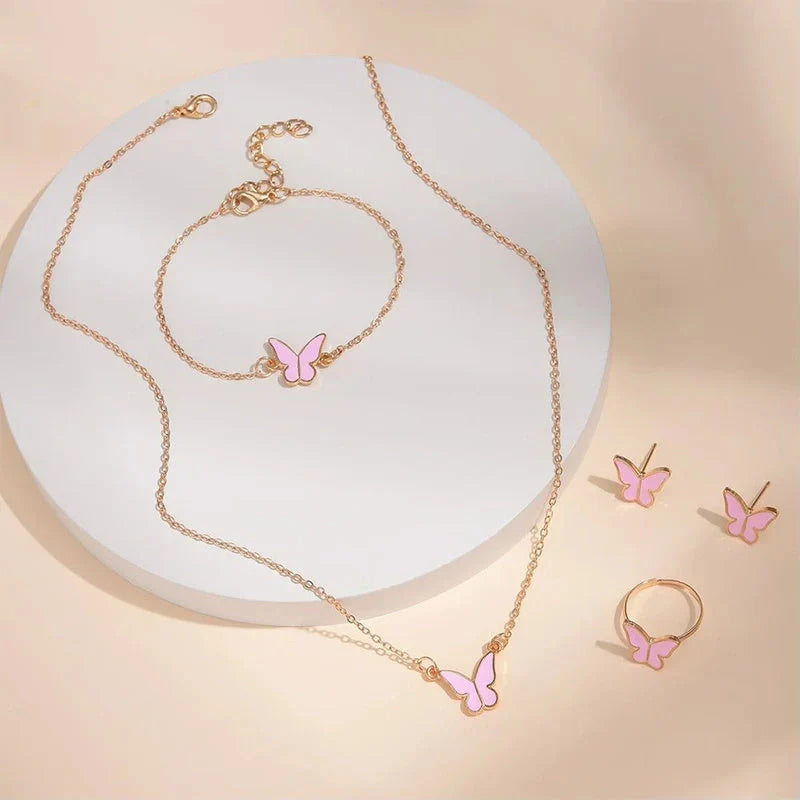 5PCS Fashion Butterfly Pendants Jewelry Set for Women in various colours