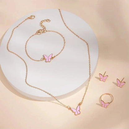 5PCS Fashion Butterfly Pendants Jewelry Set for Women in various colours
