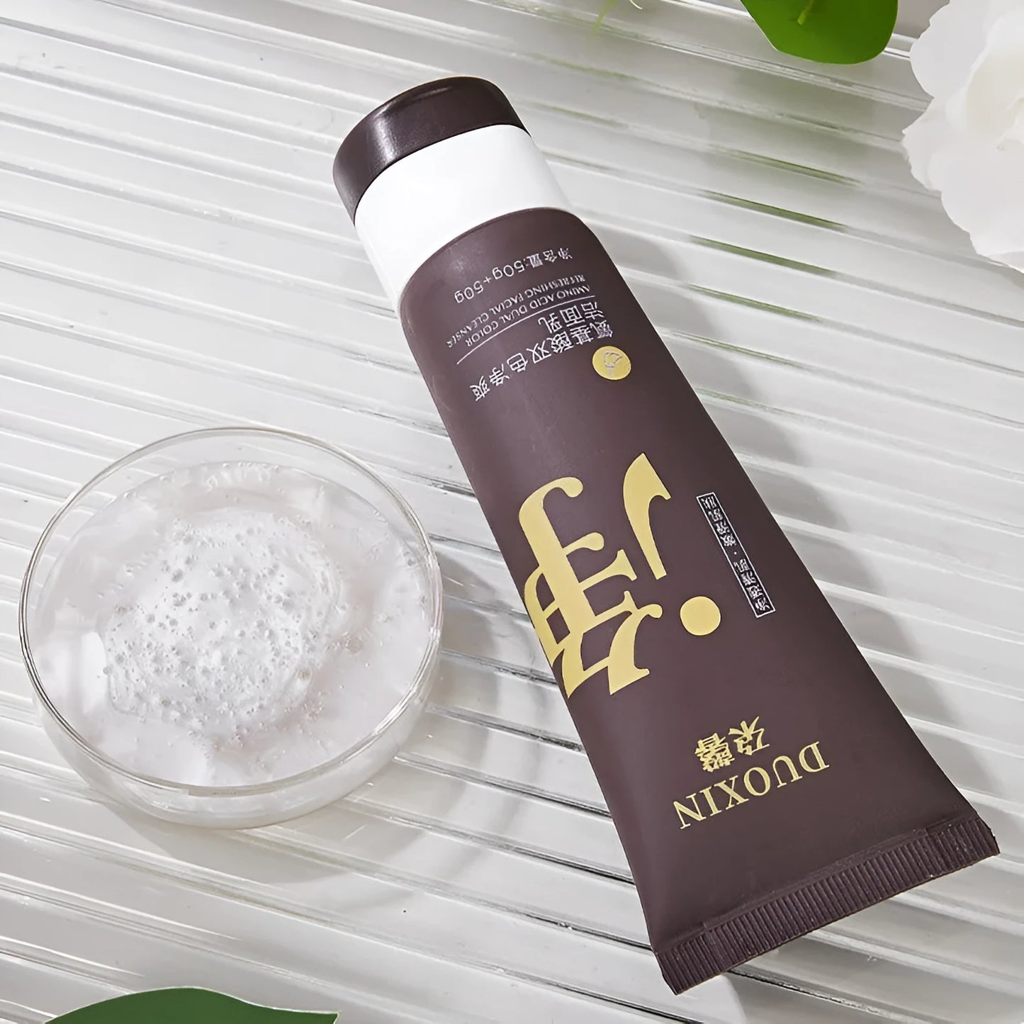 Amino acid and white clay facial cleanser tube for oily, neutral and dry skin types