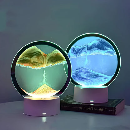 Creative 3D quicksand design table lamp with glass shade and USB power cord