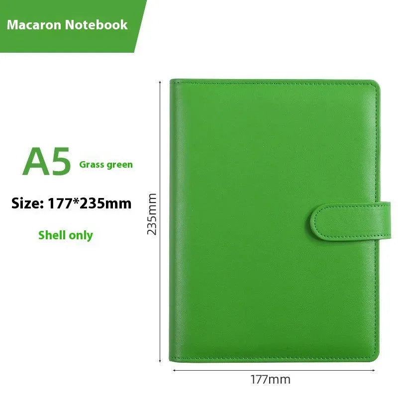 A5 PU leather notebook binder shell with zipper closure in a solid colour.