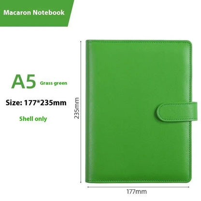 A5 PU leather notebook binder shell with zipper closure in a solid colour.