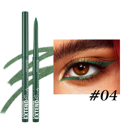 Set of 12 colourful gel glitter eyeliner pencils with matte metallic pearl finishes in waterproof smudgeproof formula