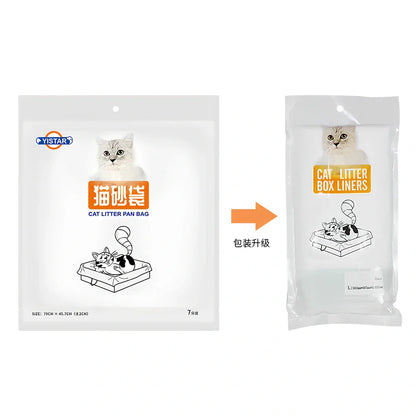 Pack of 7 thick plastic sifting cat litter liner bags, sizes 79x45.7cm S and 94x45.7cm L for trays