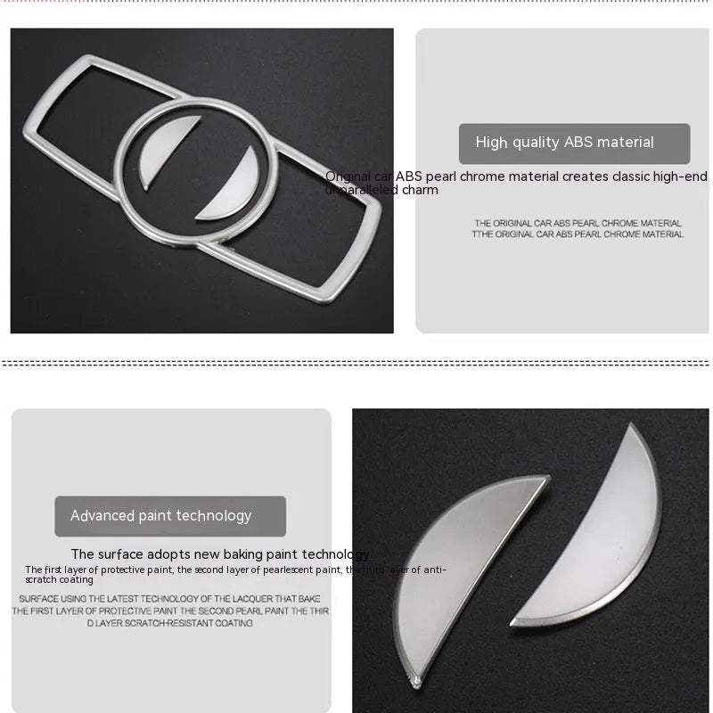 Silver ABS plastic decorative sticker for BMW headlight switch frame on dashboard.