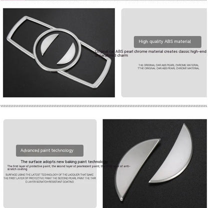 Silver ABS plastic decorative sticker for BMW headlight switch frame on dashboard.